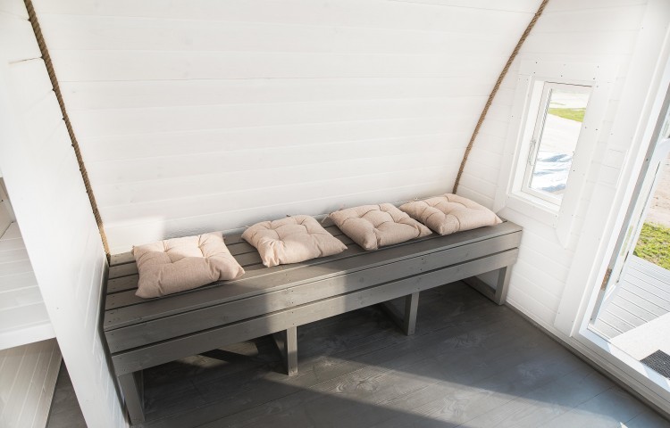 bench in Insulated Camping Pod 3.2 x 5.9