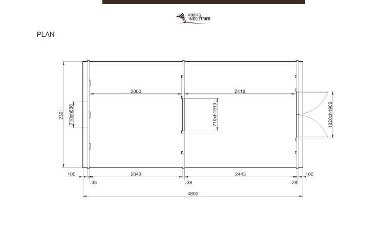 Camping pod 2.4 x 4.8 from spruce PLAN without terrace