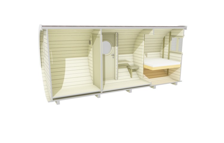 BARREL FOR SLEEPING-SIDE ENTRANCE Ø2.2 X 5.4 WITH FURNITURE
