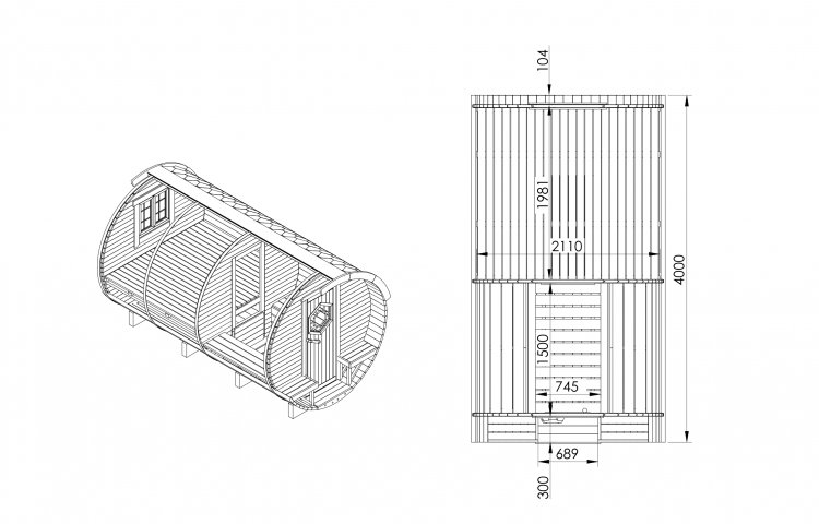 Sleeping Barrel Ø2.2 x 4 With Furniture